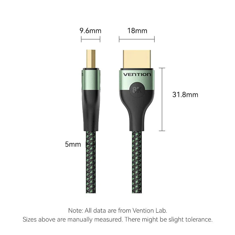 ALOGF | Vention Cotton Braided Ultra Thin HDMI-A Male to Male HD Cable 8K 1M Aluminum Alloy Type