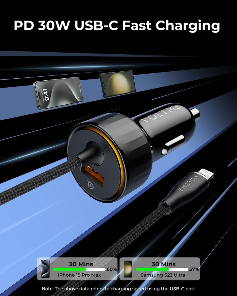 18509 Voltme Cazo Series Car Charger 49.5W L-A with Magnetic Cable