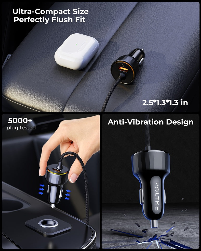 18509 Voltme Cazo Series Car Charger 49.5W L-A with Magnetic Cable