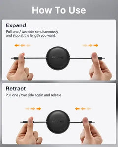 Voltme Powerlink YoYo Retractable Type-C to Type-C Cable , 5A, 1M - Black C2190H - GulfStore.com