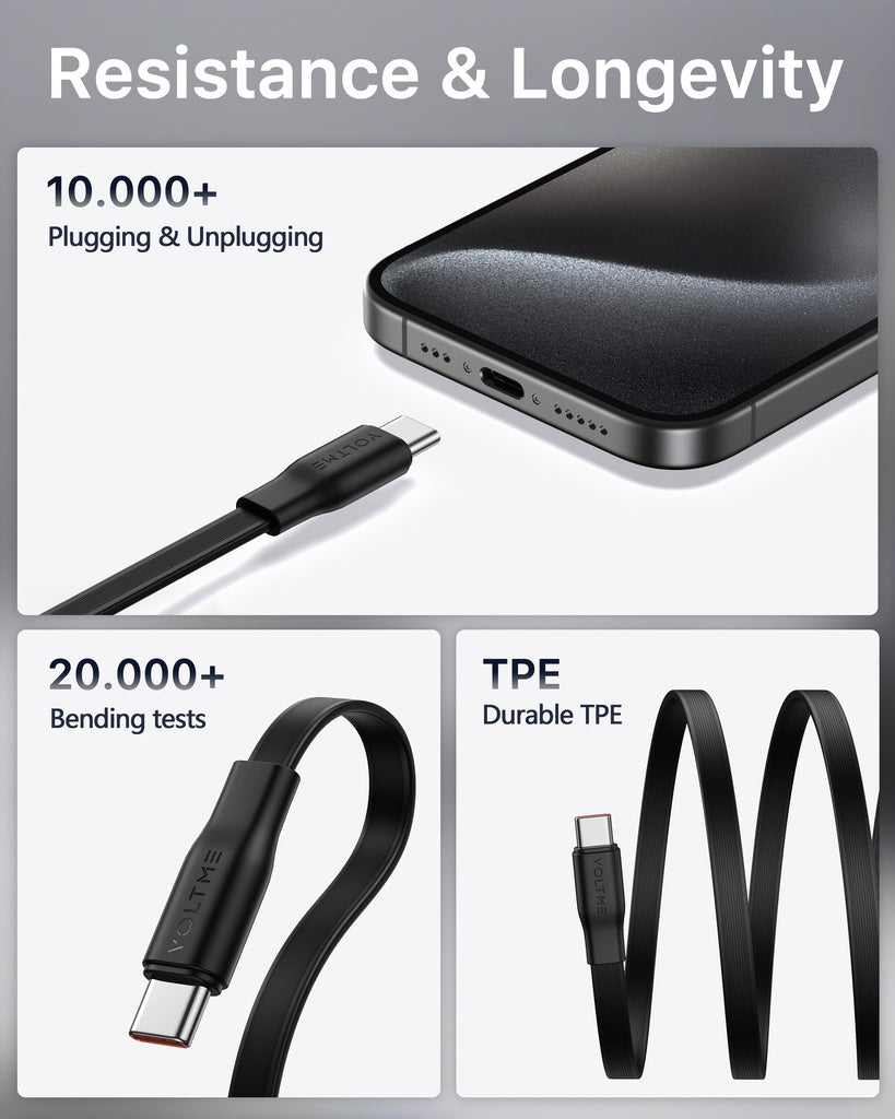 17155 | C2184H | Voltme Powe Link YoYo Cable 3A 1.0M Retractable (Dual-Way Retractable Cable) Type C to Type C | Black