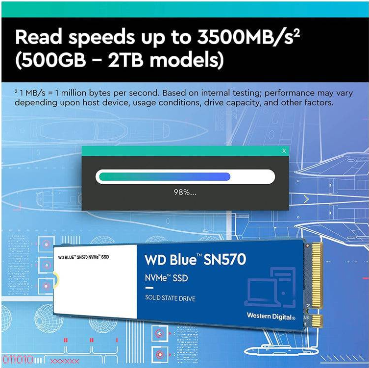 Western Digital Blue SN570 NVMe SSD - 500GB / M.2 2280 / PCIe 3.0 - SSD (Solid State Drive)