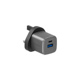 CHR-AC-GAN20UK | شاحن جداري ENERGEA Ampcharge | جان20 1C1A Pd/Qc3.0 | 20 واط (المملكة المتحدة) | لون رصاصي غامق