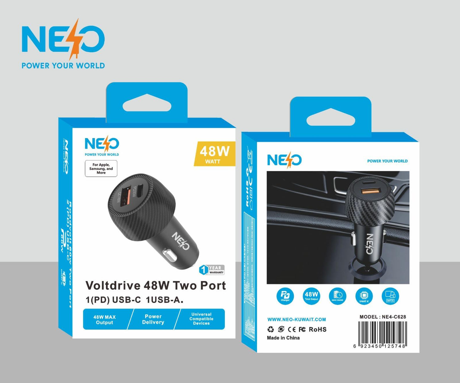 NEO CAR CHARGER 48W Carbon fyber 2 PORT 2PD