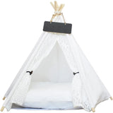 Pet Teepee Tent for Dogs & Cats – White