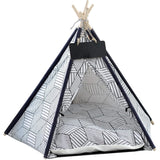 Pet Teepee Tent for Dogs & Cats – White & Black Lines