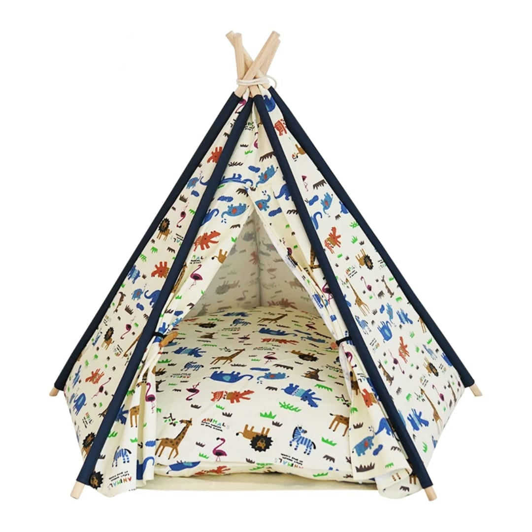 Pet Teepee Tent for Dogs & Cats – animals pattern