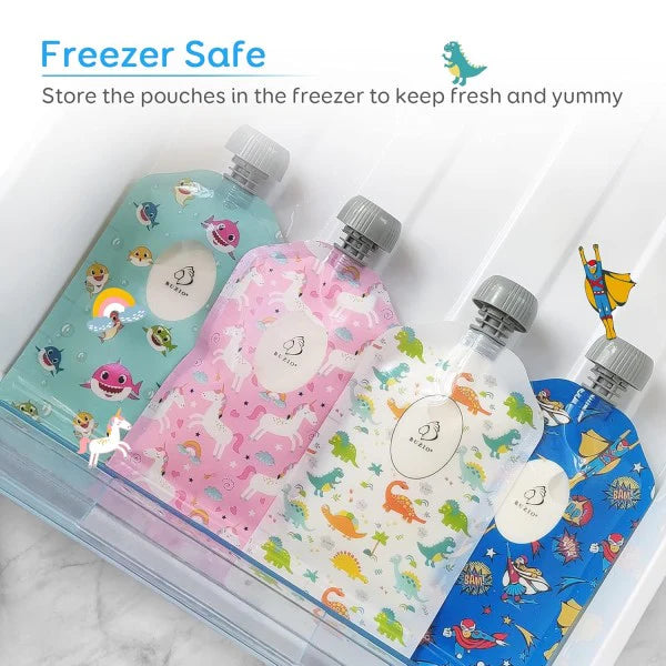 Buzio Reusable Food Pouches for Kids 150ML - 12 Packs
