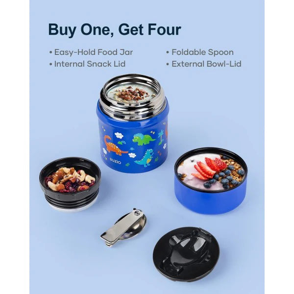 Buzio Kids Stainless Steel Food Container 350ML - Dinosaur