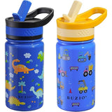 Buzio Kids Bottle with Straw Lid | 2 Pack 500ML - Cars+Dinosaur