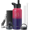 Buzio Trio Series Water Bottle with 3 Lids and Sleeve 1L - Red Blue