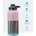 Buzio Trio Series Water Bottle with 3 Lids and Sleeve 1L - Pink Green