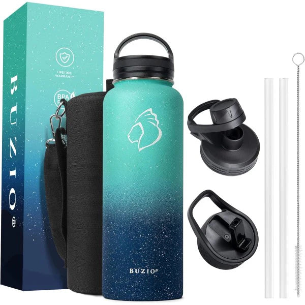 Buzio Trio Series Water Bottle with 3 Lids and Sleeve 1.2L -  Starry Pacific