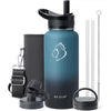 Buzio Trio Series Water Bottle with 3 Lids and Sleeve 1L - Indigo Crush