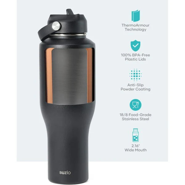 Buzio Trophy Series Water Bottle for Car 1.2L - Black