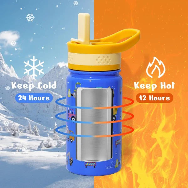 Buzio Kids Bottle with Straw Lid 500ML - Cars