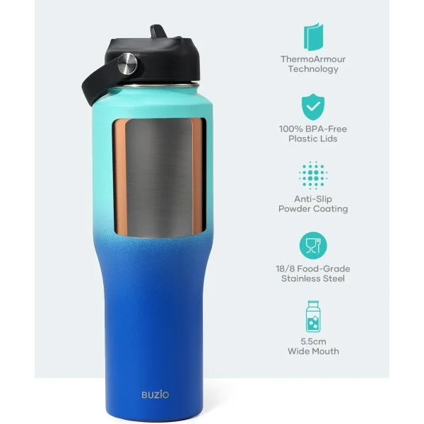 Buzio Trophy Series Water Bottle for Car 1L - Caribbean Blue