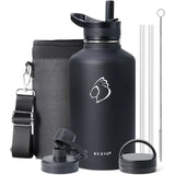 Buzio Trio Series Water Bottle with 3 Lids and Sleev 1.9L - Black