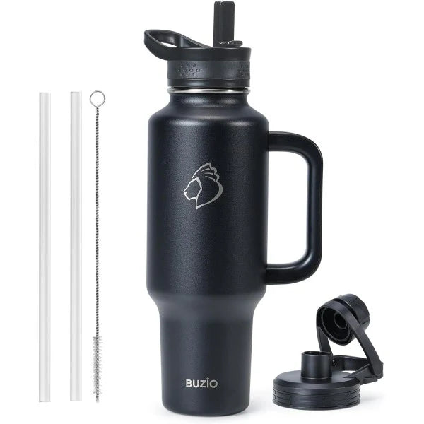 Buzio Trophy Series Handled Water Bottle for Car 1.2L - Black