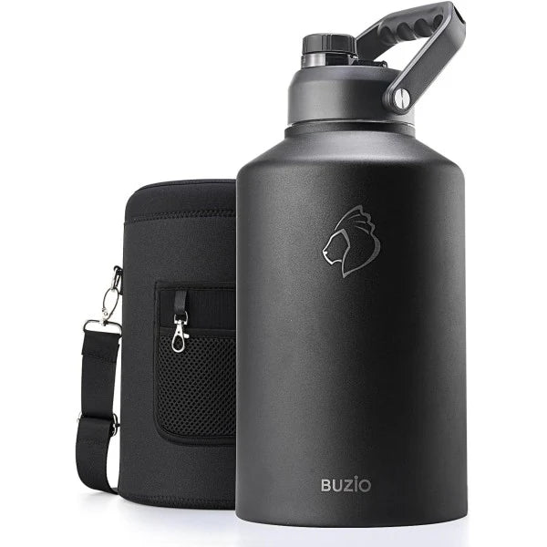 Buzio Rock Series Insulated 1.5 Gallon Jug with Spout Lid and Sleeve 5.8L - Black