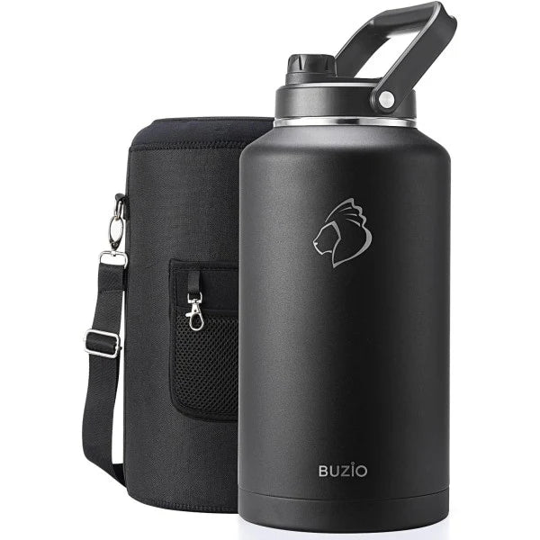 Buzio Rock Series 2 Gallon Jug with Spout Lid and Sleeve 7.5L - Black