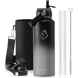 Buzio Duet Series Water Bottle with 2 Lids and Sleeve 1.2L - Shadow