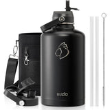 Buzio Duet Series Water Bottle with 2 Lids and Sleeve 2.5L - Black