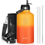 Buzio Duet Series Water Bottle with 2 Lids and Sleeve 1.9L - Yellow Orange