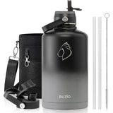 Buzio Duet Series Water Bottle with 2 Lids and Sleeve 2.5L - Shadow