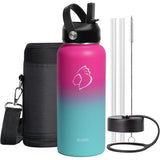 Buzio Duet Series Water Bottle with 2 Lids and Sleeve 1.2L - Sorbet