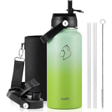 Buzio Duet Series Water Bottle with 2 Lids and Sleeve 1L - Gradient Green