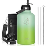 Buzio Duet Series Water Bottle with 2 Lids and Sleeve 1.9L - Gradient Green