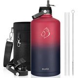 Buzio Duet Series Gallon Bottle with 2 Lids and Sleeve 3.8L - Ruby Red Navy