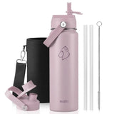 Buzio Duet Series Water Bottle with 2 Lids and Sleeve 700ML - Purple