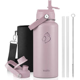Buzio Duet Series Water Bottle with 2 Lids and Sleeve 1L - Purple