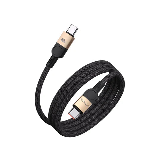 كابل باوا ليفين المغناطيسي المضفر USB-C إلى USB-C بطول متر واحد وقوة 60 واط | أسود صحراوي