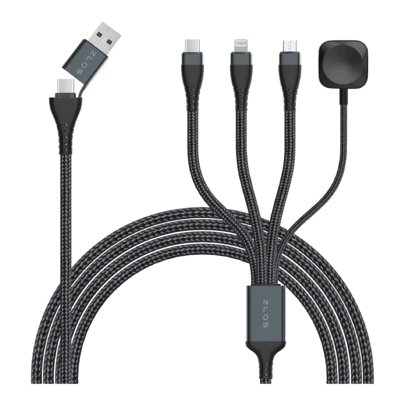 ZLOS Two(C+A) to Four(C+L+Micro+Watch) braided data charging cable