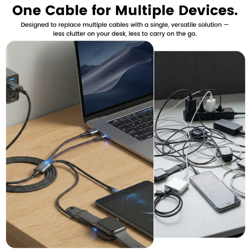 ZLOS Two(C+A) to Four(C+L+Micro+Watch) braided data charging cable