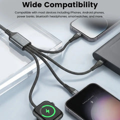 ZLOS Two(C+A) to Four(C+L+Micro+Watch) braided data charging cable