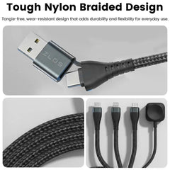 ZLOS Two(C+A) to Four(C+L+Micro+Watch) braided data charging cable