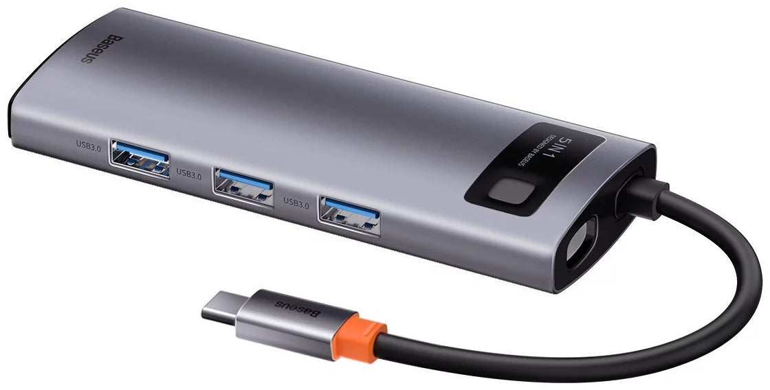 BASEUS | CAHUB-CX0G | Hub 5W1 Metal Gleam Series, Usb-C Do 3X Usb 3.0 + Hdmi + Usb-C Pd