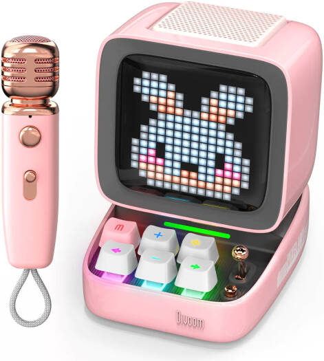 Divoom DitooMic Bluetooth Speaker Microphone Karaoke Function - Pink