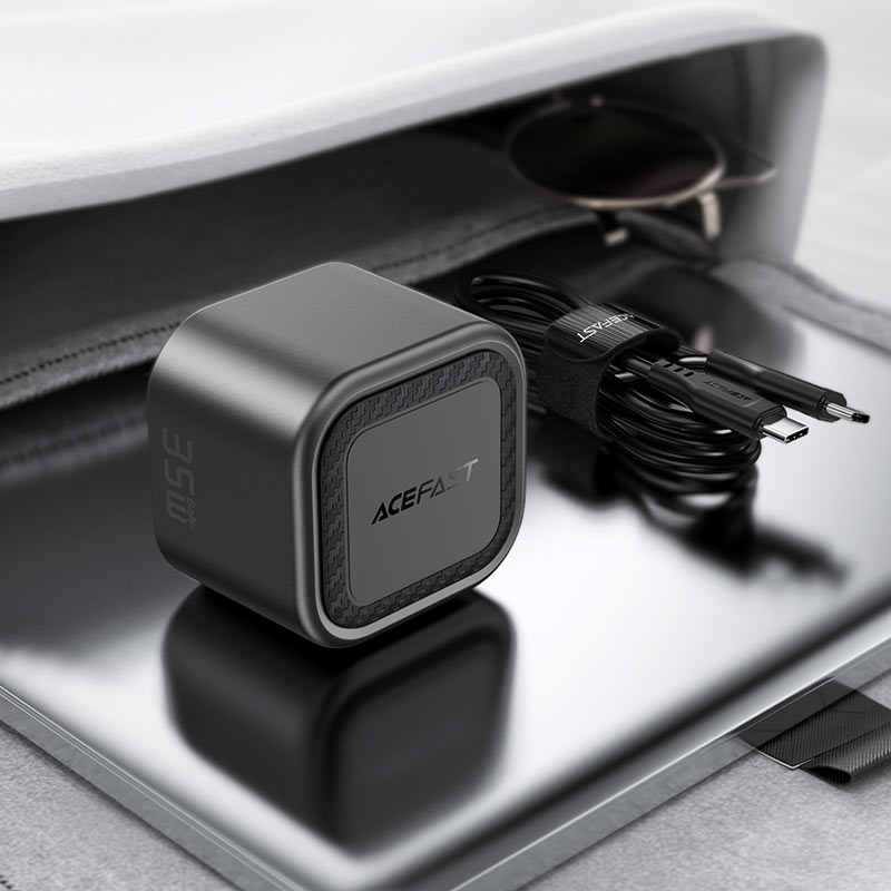 AceFast | 18499 | A120 | PD35W Folding Gan (A+C) Charger Display Set (P5) Metal Gray| UK | Black