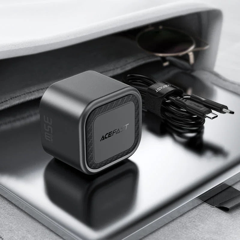 AceFast | 18499 | A120 | PD35W Folding Gan (A+C) Charger Display Set (P5) Metal Gray| UK | Black