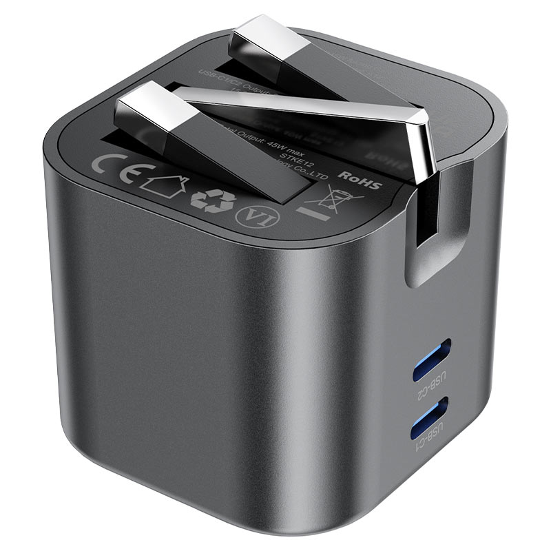 AceFast | 18500 | A121 | PD45W Folding Gan (C+C) Charger Metal | Black