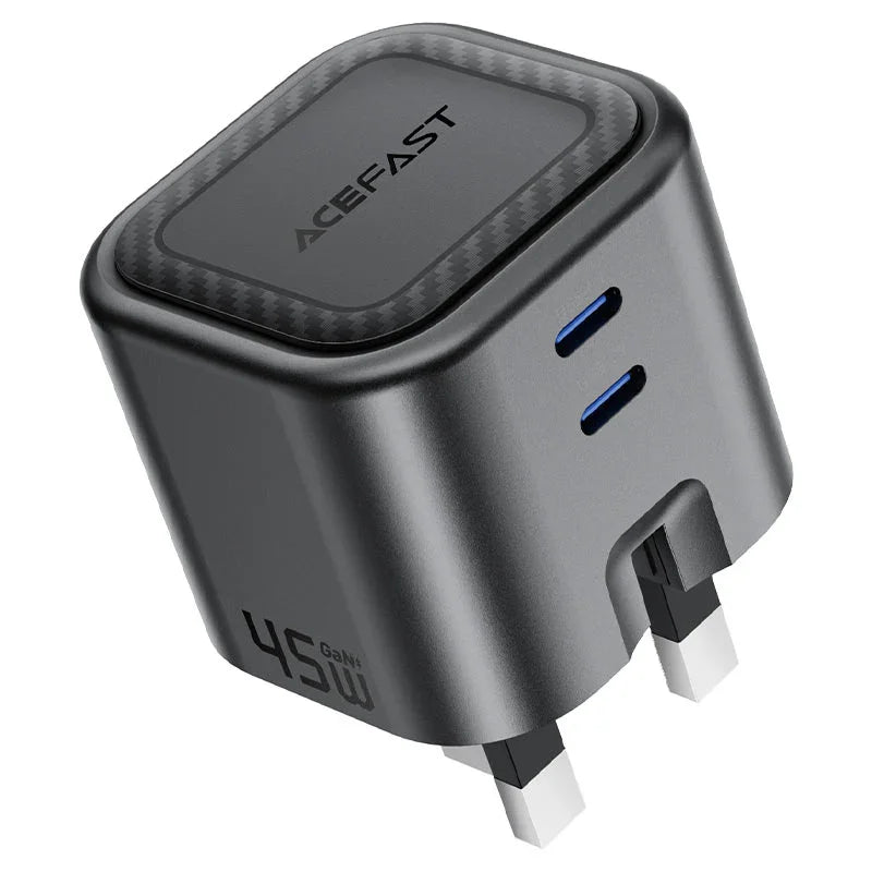 AceFast | 18500 | A121 | PD45W Folding Gan (C+C) Charger Metal | Black