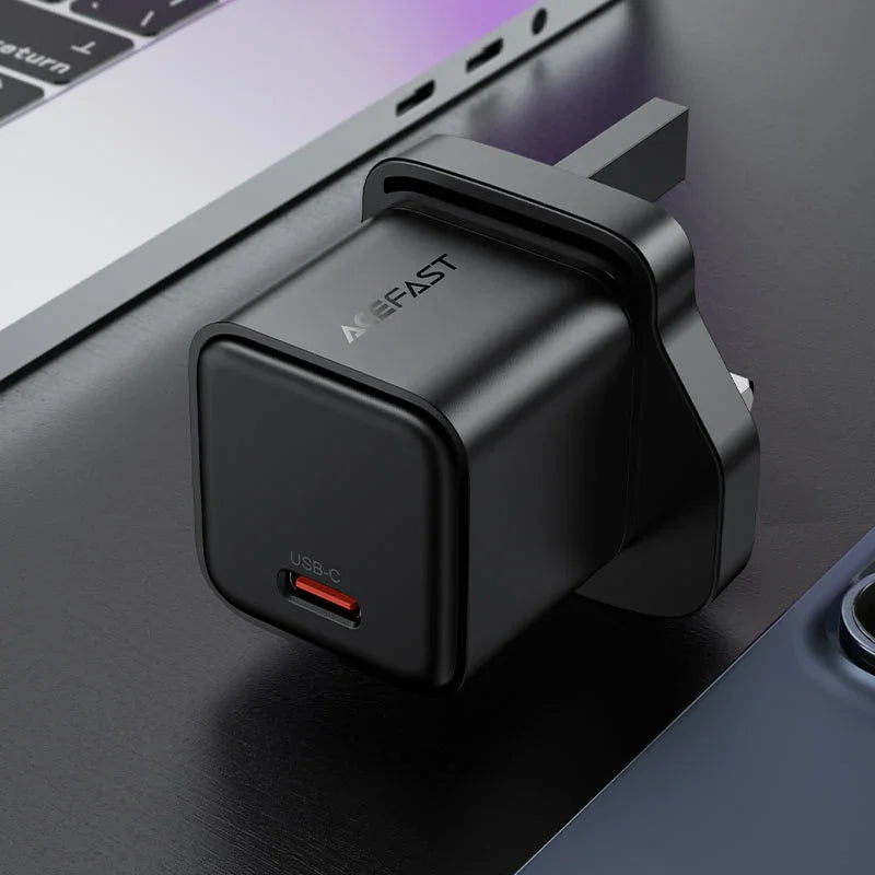 AceFast | 18492 | A123 | PD20W Gan (Usb C) Charger Display Set (P5) | UK | Black