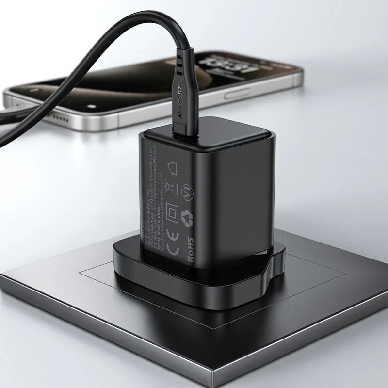 AceFast | 18495 | A125 | PD45W Gan (Usb C) Charger | UK | Black