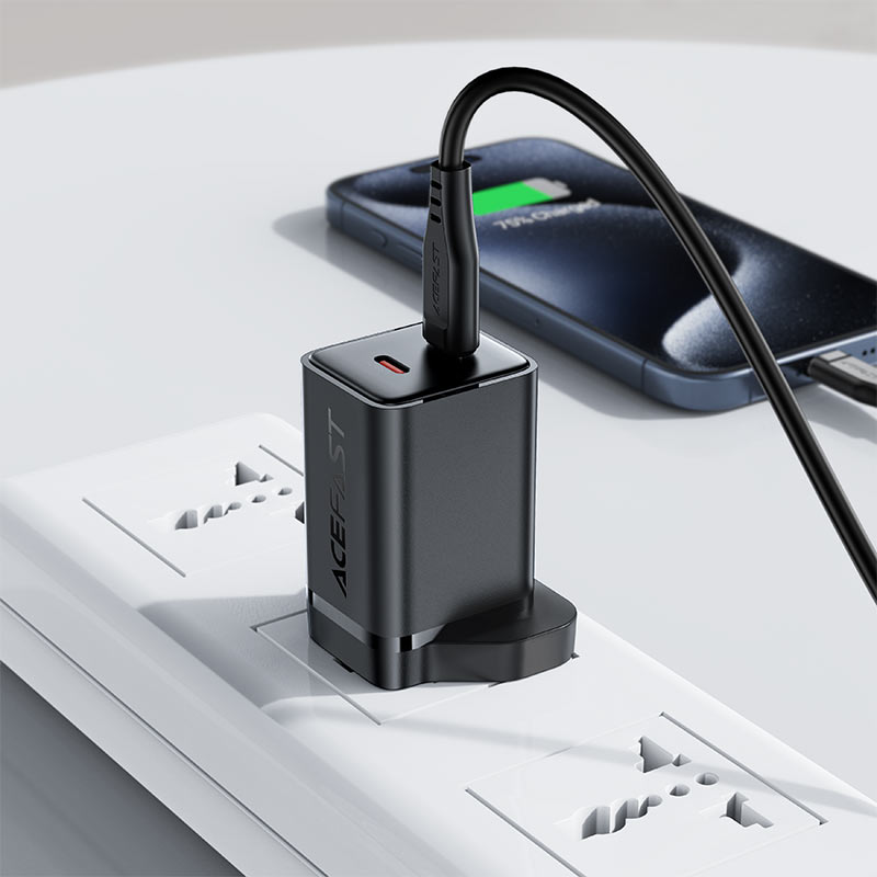 AceFast | 18497 | A128 | PD45W Gan (Usb C+Usb C) Charger | UK | Black