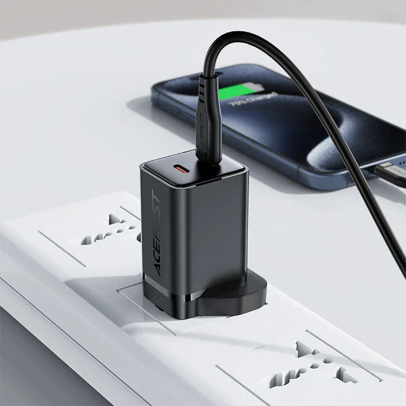 AceFast | 18497 | A128 | PD45W Gan (Usb C+Usb C) Charger | UK | Black